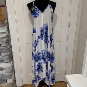 Ces Femme White and Blue Floral Maxi Dress